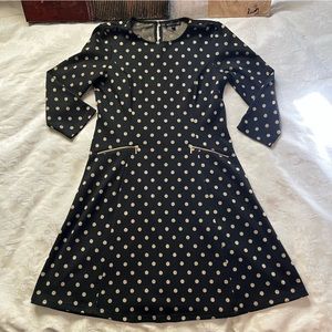 Spenser Jeremy Metallic Polka Dot Black and Gold Dress
